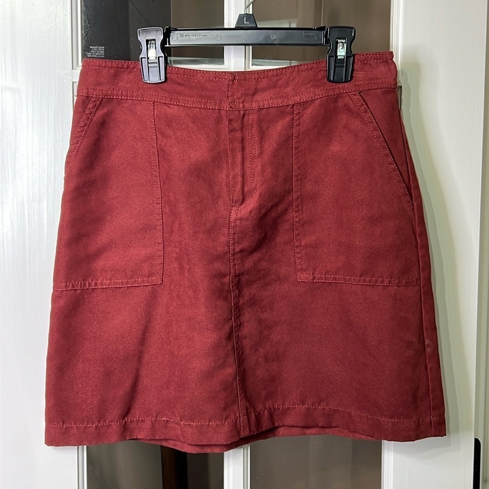 BANANA REPUBLIC Faux Suede Patch Pocket Rust Cargo Mini Skirt Size 2